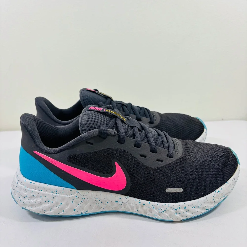 Nike Revolution 5 Thunder Gray Pink Blue Running Women's Shoes 9.5‎ CU4830 001